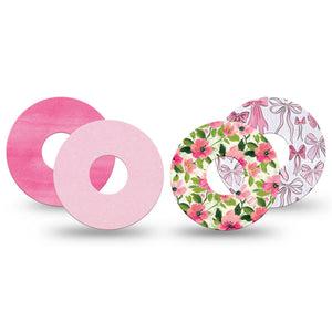 ExpressionMed Soft Pink Freestyle Libre 3 and Libre 3 Plus, 4-Pack Tape Soft pink patterns Best Covers for CGM