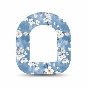 ExpressionMed Cherry Blossom Omnipod Mini Tape Single Tape Limewash Painted White Blooms, Adhesive Tape Pump Design