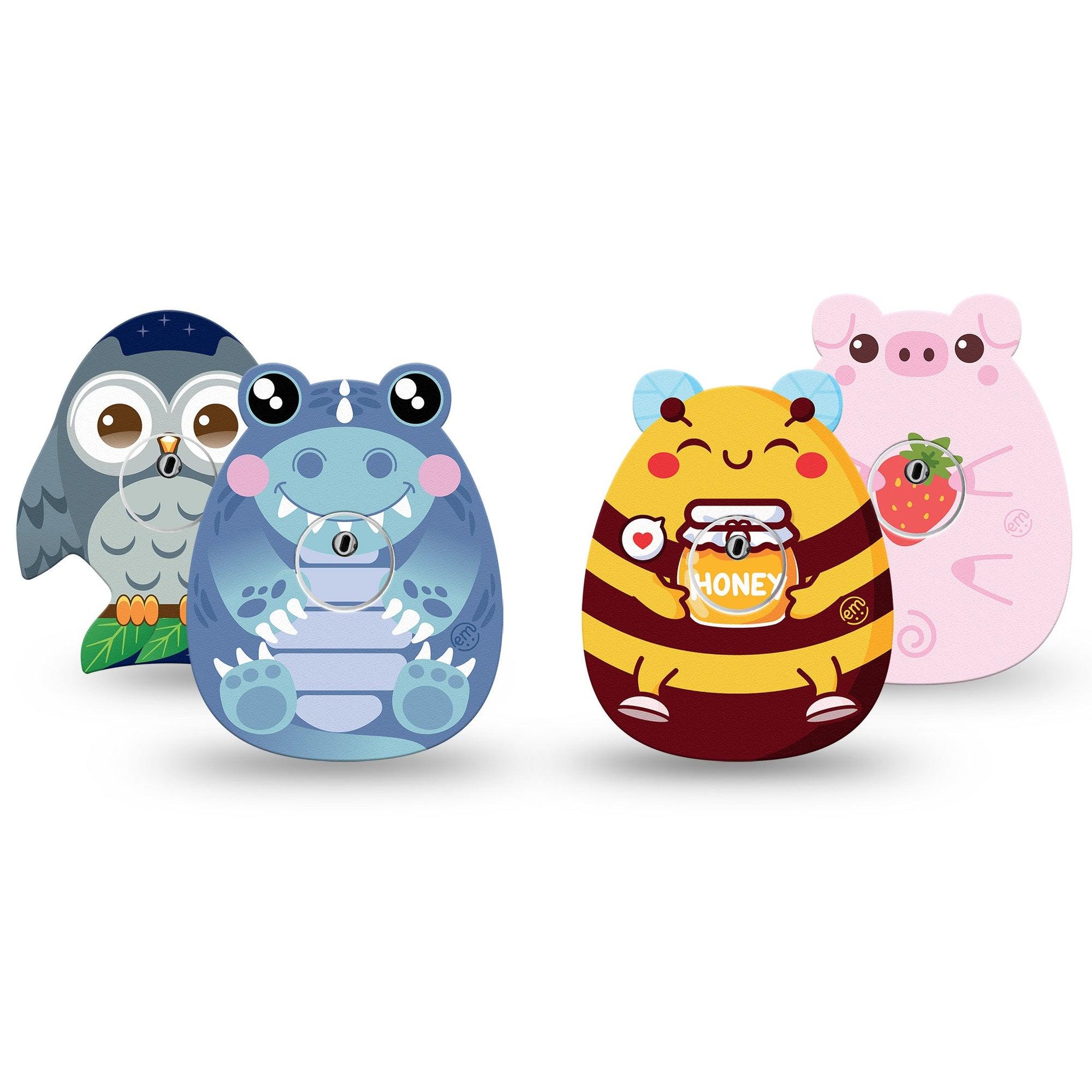 ExpressionMed Critter Crew Variety Pack Freestyle Libre 3 and Libre 3 Plus Sticker and Tape  Cuddly Animals And Insects Inspired, Vinyl Sticker and Tape Pairing CGM Design