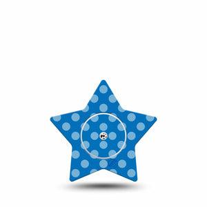 ExpressionMed Blue Polka Dots Freestyle Libre 2 and Libre 2 Plus Star Shape Tape, Abbott Lingo, Single Tape and Single Sticker Festive Dots, Adhesive Tape CGM Design