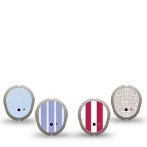 ExpressionMed Washed Classics Dexcom G7 and Dexcom Stelo Glucose Biosensor System Sticker, 4-Pack Sticker vintage patriotic design Sensor Cover for Continuous Glucose Monitor