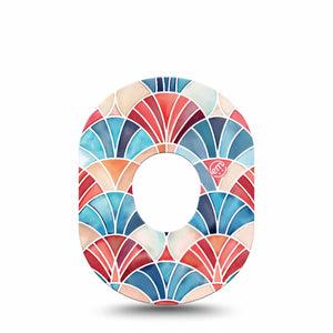 ExpressionMed Watercolor Fan Dexcom G7 and Dexcom Stelo Glucose Biosensor System, Single Tape Layered arch fan design Fixing Ring Patch for CGM