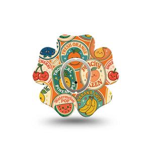 ExpressionMed Fruit Stickers Dexcom G7 and Dexcom Stelo Glucose Biosensor System Flower, Single Tape and Single Sticker Cute sticker print Patch for CGM