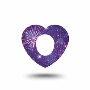 ExpressionMed New Years Celebration Dexcom G7 Heart Shape Tape, Dexcom Stelo Glucose Biosensor System, Single Tape New Year Festive, Overlay Patch CGM Design