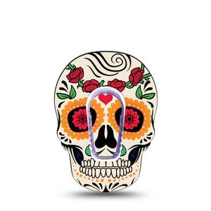 ExpressionMed Dia De Los Muertos Dexcom G6 Skull Shape Tape Single Tape and Single Sticker Skull Art Plaster Continuous Glucose Monitor Design