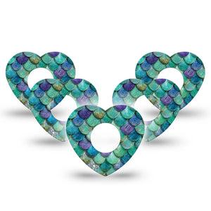 ExpressionMed Mermaid Scales Infusion Heart, 10-Pack underwater mermaid style Adhesive Tape For Pump