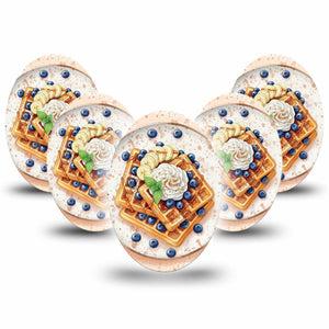 ExpressionMed Breakfast Medtronic Guardian Enlite Universal Oval, 5-Pack Blueberry waffles Fixing Ring Tape for Continuous Glucose Monitor