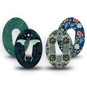 ExpressionMed Muted Mosses Variety Pack Dexcom G6 Tape, 4-Pack Tape Variety, Textured Florals, Plaster Continuous Glucose Monitor Design