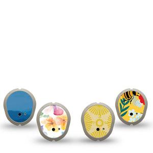 ExpressionMed Summer Brights Dexcom G7 and Dexcom Stelo Glucose Biosensor System Sticker, 4-Pack Sticker Joyful petals and calming skies Sensor Cover for Continuous Glucose Monitor