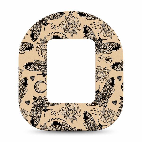 ExpressionMed Tattoo Print Mobi Tape Single Tape Tattoo Insect Rose Print, Adhesive Patch Pump Design