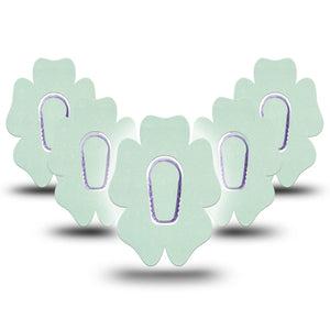 ExpressionMed Mint Green Dexcom G6 Flower Shape Tape, 5-Pack Tape and 5-Pack Sticker Color Sample Inspired, Adhesive Patch Continuous Glucose Monitor Design