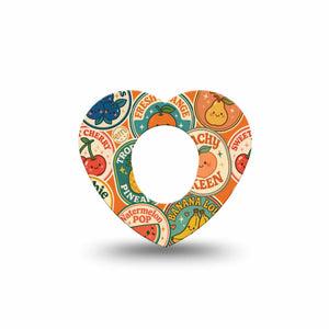 ExpressionMed Fruit Stickers Dexcom G7 and Dexcom Stelo Glucose Biosensor System Heart, Single Tape Adorable food stickers Decorative Patch for CGM