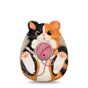 ExpressionMed Playful Kitten Dexcom G7 Gumdrop Shape Tape, Dexcom Stelo Glucose Biosensor System, Single Tape and Single Sticker Calico Kitten, Patch CGM Design