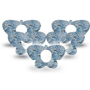 ExpressionMed Seashells Dexcom G7 Butterfly Shape Tape, Dexcom Stelo Glucose Biosensor System, 5-Pack Tape Blue Marine Shells, Adhesive Tape CGM Design