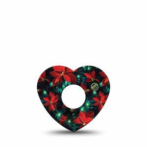 ExpressionMed Christmas Floral Freestyle Libre 3 and Libre 3 Plus Heart Shape Tape, Single Tape Christmas Bloom, Patch CGM Design