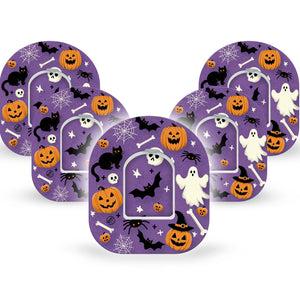 ExpressionMed Happy Halloween Omnipod Tape 5-Pack Tape and 5-Pack Sticker Fun Spooky Halloween Designs Adhesive Patch Pump Design