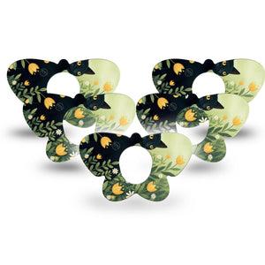 ExpressionMed Jungle Cat Dexcom G7 and Dexcom Stelo Glucose Biosensor System Butterfly, 5-Pack Floral meadows Adhesive Tape for Continuous Glucose Monitor