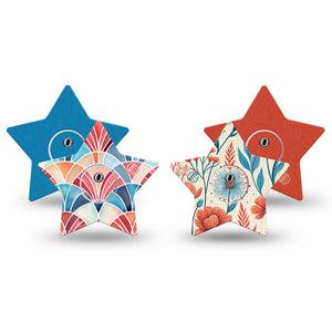 ExpressionMed Teal Rouge Freestyle Libre 3 and Libre 3 Plus Star, tape and sticker  color block floral Overlay Tape for CGM