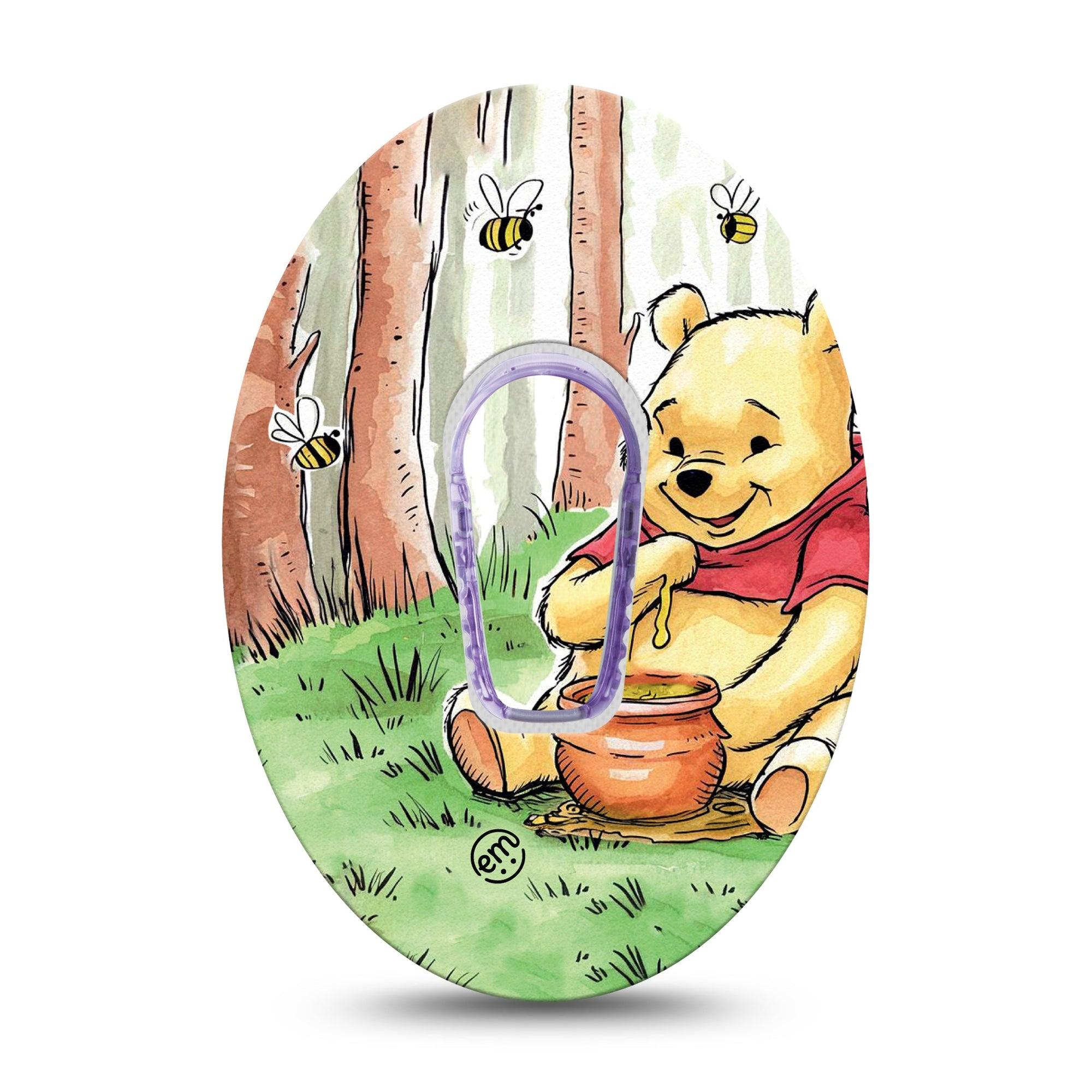 ExpressionMed Winnie the Pooh Dexcom G6 Tape Single Tape and Single Sticker Cute Pooh Bear Plaster CGM Design