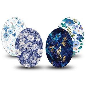 ExpressionMed Cerulean Dream Variety Pack Medtronic Guardian Enlite Universal Oval 4-Pack  Tape Variety Elegant Blue Spring Inspired, Plaster CGM Design