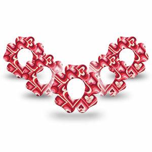 ExpressionMed Valentine Hearts Dexcom G7 Flower Shape Tape, Dexcom Stelo Glucose Biosensor System, 5-Pack Tape Fun Heart Pattern, Adhesive Tape CGM Design