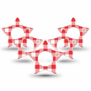 ExpressionMed Red Gingham Freestyle Libre, Libre 2 Plus, and Abbott Lingo Star, 5-Pack vintage picnic plaid Accessories for Continuous Glucose Monitor
