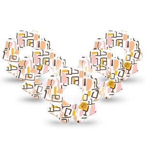 ExpressionMed Squiggles Infusion Set Flower Shape Tape, 10-Pack Tape Bright Pink Yellow Pattern, Plaster Continuous Glucose Monitor Design