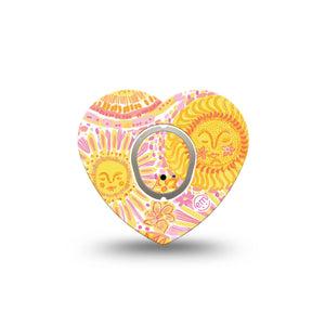 ExpressionMed Bright Sunshine Dexcom G7 and Dexcom Stelo Glucose Biosensor System Heart, Single Tape and Single Sticker sunny floral pattern Best Covers for CGM