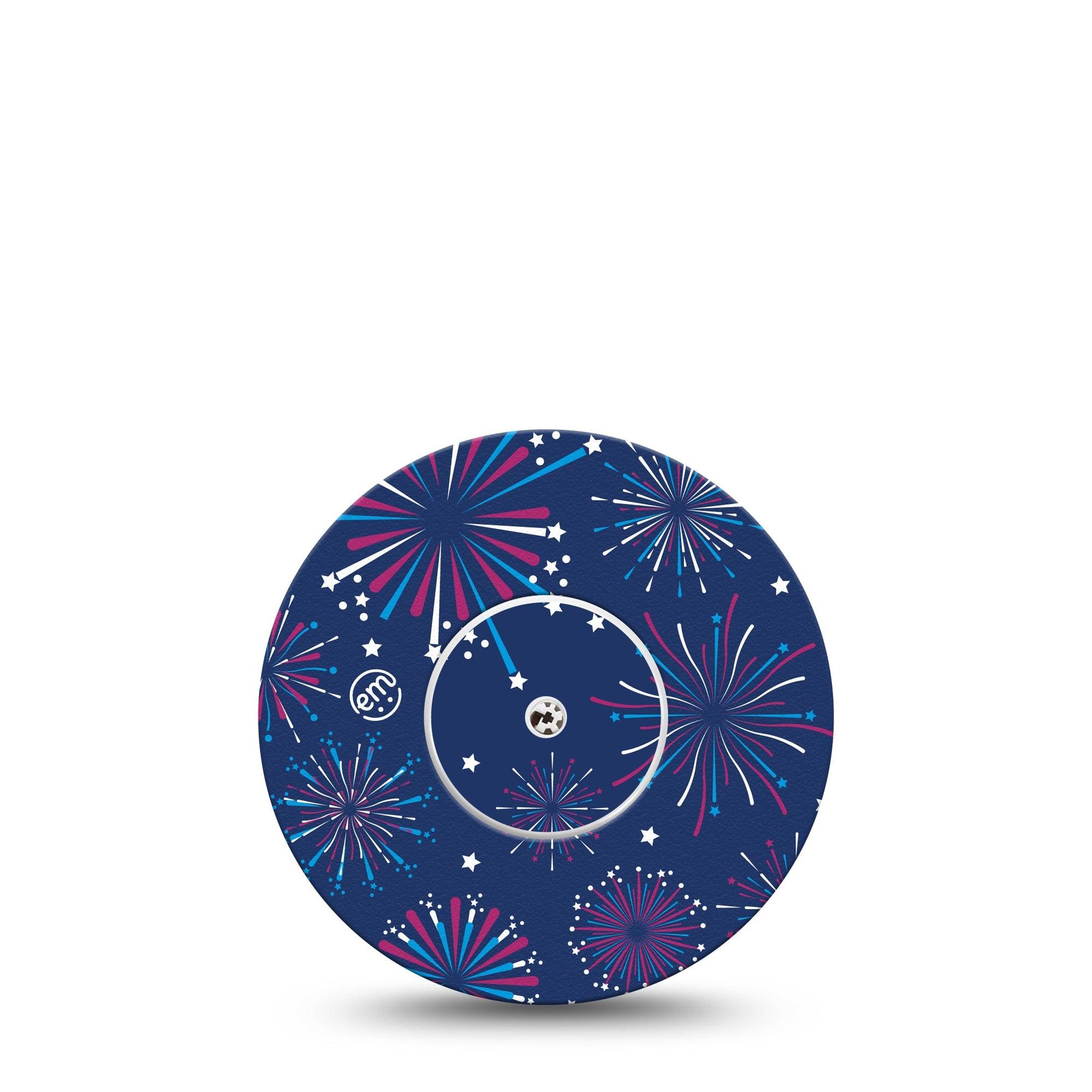 ExpressionMed Night Sky Celebration Freestyle Libre Sticker and Tape, Abbott Lingo, Dazzling Sparks Firework Adhesive Sticker and Tape Design Continuous Glucose Monitor Design