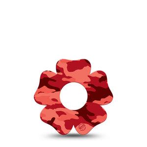 ExpressionMed Red Camo Infusion Set Flower Shape Tape 5-Pack Tape Red Design, Plaster Continuous Glucose Monitor Design