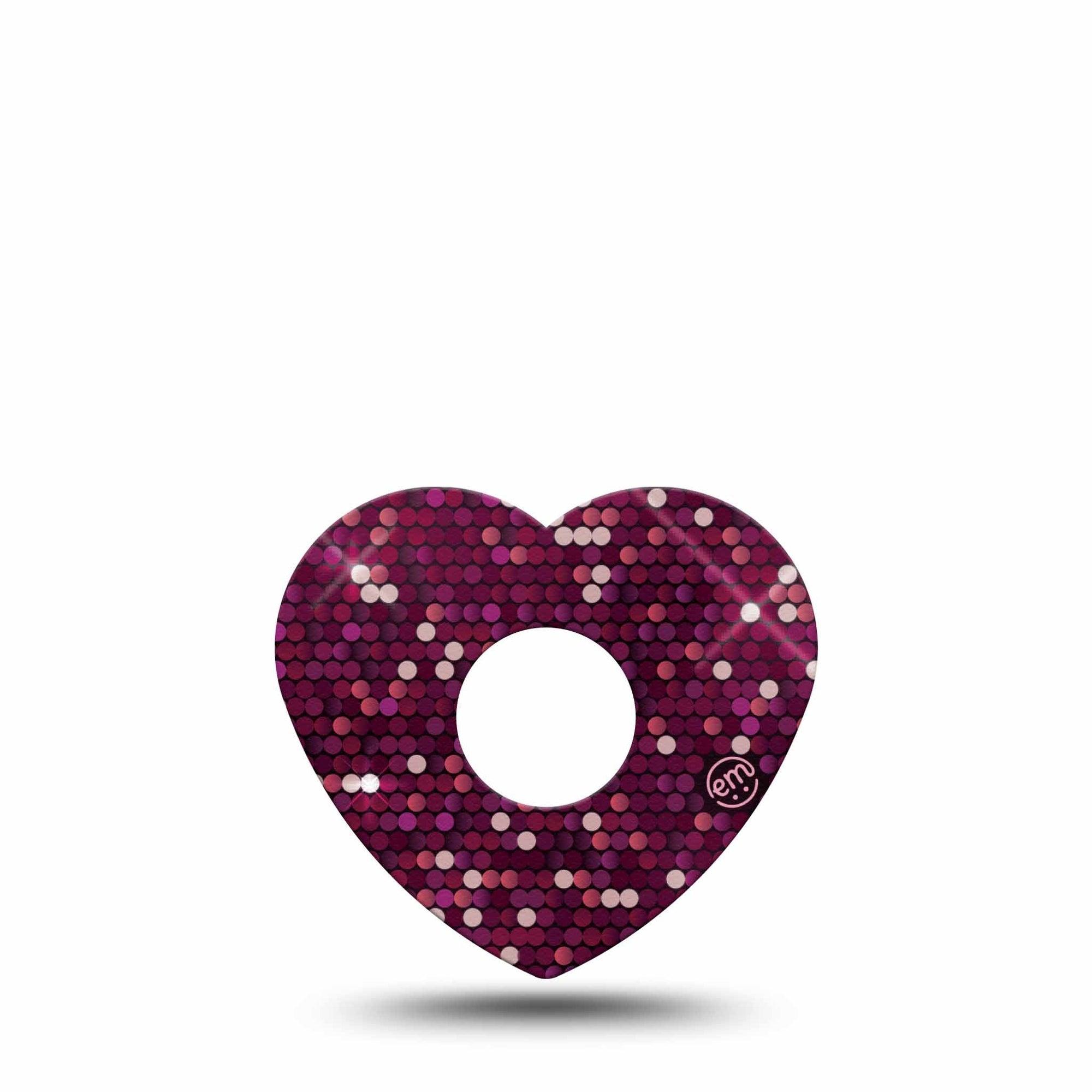 ExpressionMed Pink Sequins Freestyle Libre 3 and Libre 3 Plus Heart Shape Tape Single Tape Glitzy Sequins, Patch CGM Design