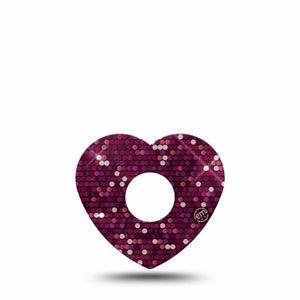 ExpressionMed Pink Sequins Freestyle Libre 3 and Libre 3 Plus Heart Shape Tape Single Tape Glitzy Sequins, Patch CGM Design