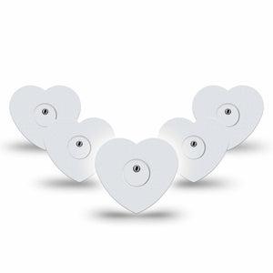 ExpressionMed White Freestyle Libre 3 and Libre 3 Plus Heart Shape Tape 5-Pack Tape and 5-Pack Sticker Classic White, Patch CGM Design
