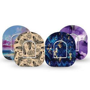 ExpressionMed Vivid Omnipod, tape and sticker bright blue design Sensor Cover For Insulin Pump