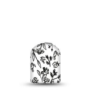 ExpressionMed Custom Black & White Floral Pod Full Wrap Sticker Pod Full Wrap Sticker Single Sticker Black Lined Florals Vinyl Decoration Pump design