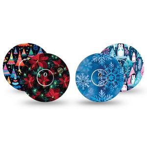 ExpressionMed North Pole Freestyle Libre 3 and Libre 3 Plus, 4-Pack Tape and 4-Pack Sticker Christmas Gift Idea Accessories for Continuous Glucose Monitor