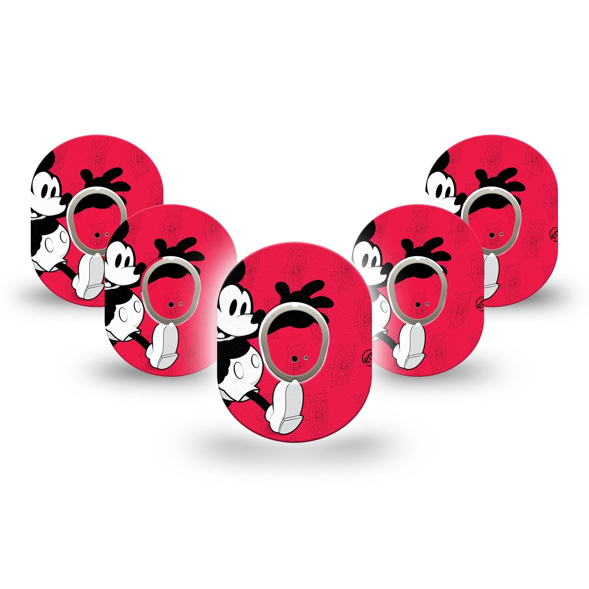 ExpressionMed Magical Mouse Dexcom G7 Mini Tape, Dexcom Stelo Glucose Biosensor System,  5-Pack Tape and 5-Pack Sticker Disney Mickey Mascot Patch Continuous Glucose Monitor Design