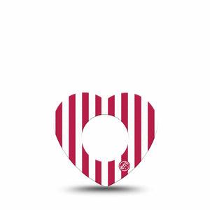 ExpressionMed Red Stripes Freestyle Libre, Libre 2 Plus, and Abbott Lingo Heart, Single Tape USA Flag inspired Overlay Tape for CGM