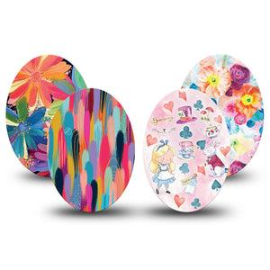 ExpressionMed Soft-Tone Medtronic Guardian Enlite Universal Oval, 4-Pack Tape muted floral pattern Best Covers for CGM