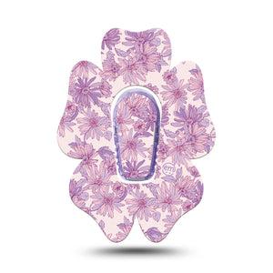 ExpressionMed Purple Daisy Dexcom G6 Flower Shape Tape, Single Tape and Single Sticker Lilac Daisy Garden, Adhesive Patch Continuous Glucose Monitor Design