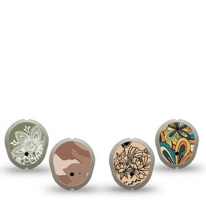 ExpressionMed Khaki Florals Variety Pack Dexcom G7 Sticker 4-Pack Sticker Variety Tawny-Toned Floral Moth Motifs, Vinyl Decoration  CGM Design
