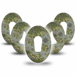 ExpressionMed Navigation Dexcom G6 Tape, 5-Pack Tape Fantasy Map, Plaster Continuous Glucose Monitor Design