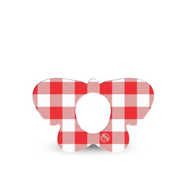 ExpressionMed Red Gingham Dexcom G7 and Dexcom Stelo Glucose Biosensor System Butterfly, Single Tape Red plaid Overlay Tape for CGM