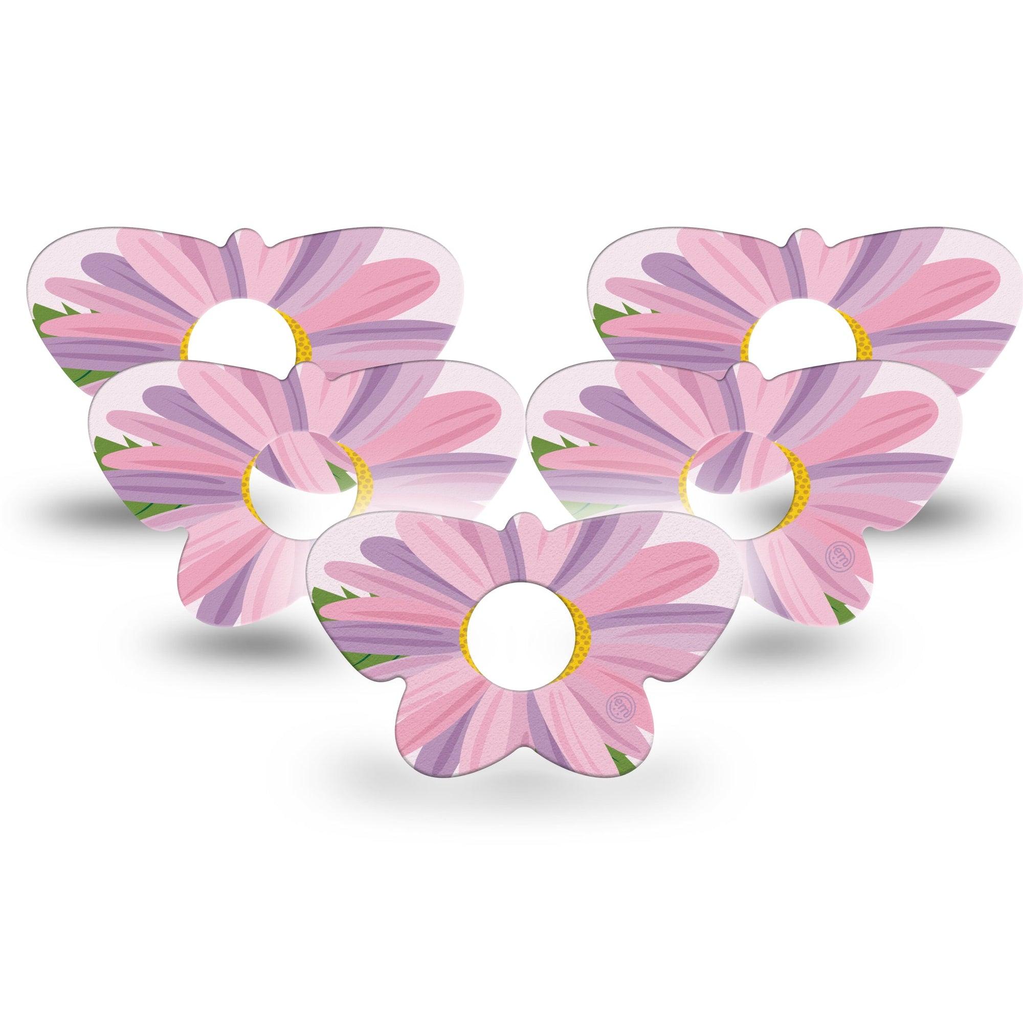 ExpressionMed Daisy Freestyle Libre 3 and Libre 3 Plus Butterfly Shape Tape 5-Pack Tape Pink Butterfly Overlay Tape CGM Design