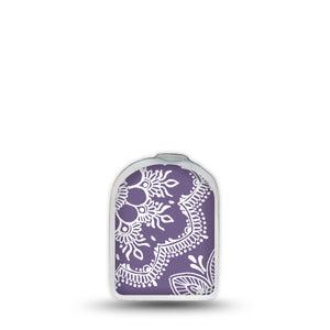ExpressionMed Purple Henna Omnipod Surface Center Sticker Single Sticker Floral Line Art Themed Vinyl Decoration Pump Design