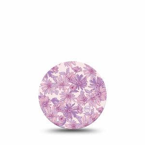 ExpressionMed Purple Daisy Freestyle Libre 3 and Libre 3 Plus Overpatch, Single Tape Gentle Pastel Lilac Florals, Adhesive Patch CGM Design