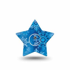 ExpressionMed Falling Snow Freestyle Libre 3 and Libre 3 Plus Star Shape Tape, Single Tape and Single Sticker Snow Crystals, Patch CGM Design