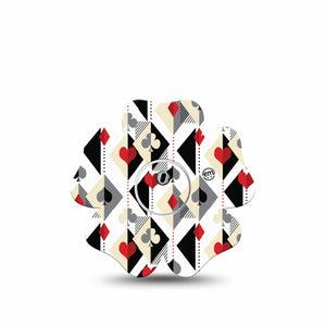 ExpressionMed Playing Cards Freestyle Libre 3 and Libre 3 Plus Flower Shape Tape Single Tape and Single Sticker Card Game Inspired Pattern, Plaster CGM Design