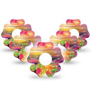 ExpressionMed Fragments From Above Infusion Set Flower Shape Tape 10-Pack Tape Fragment Patterns, Plaster Continuous Glucose Monitor Design