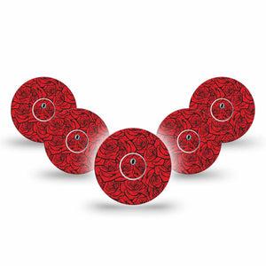 ExpressionMed Roses Freestyle Libre 3 and Libre 3 Plus, 5-Pack Tape and 5-Pack Sticker Valentines roses Sensor Cover for CGM
